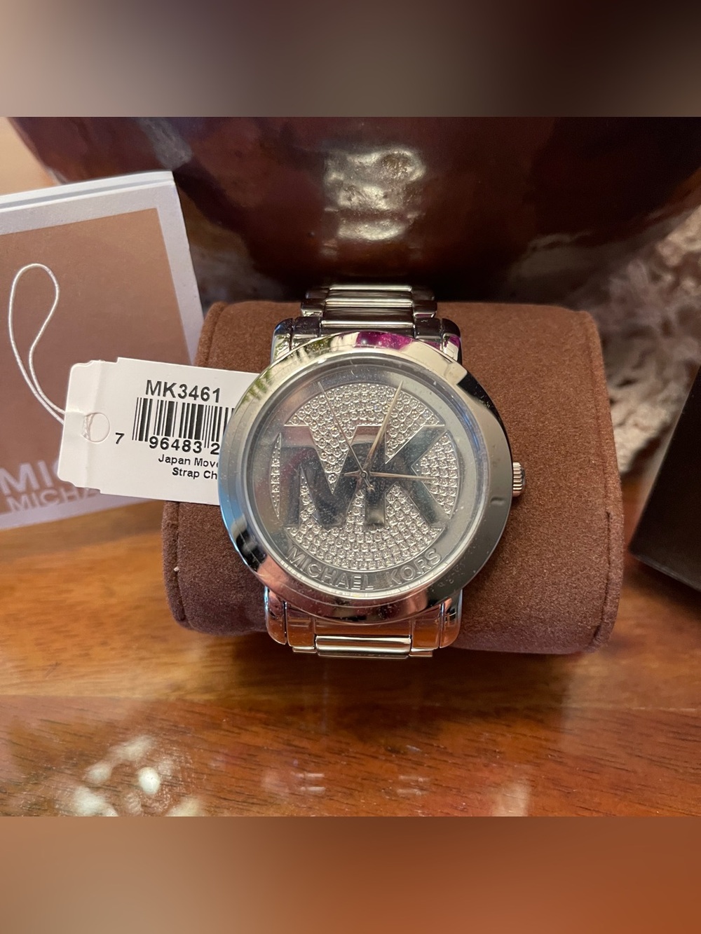 Michael Kors Men's Silver Pavé MK Logo Bracelet Watch